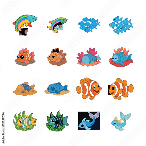 sat cartoon fish