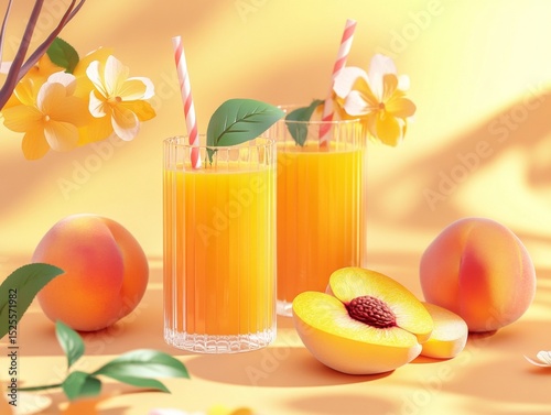Vibrant summer drink with fruit slices