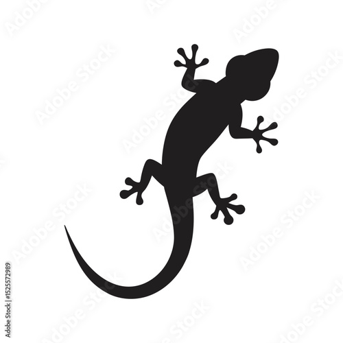 gecko climbing a wall vector art silhouette