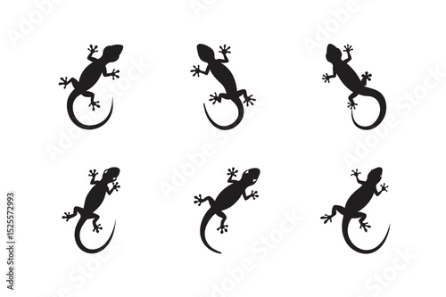 gecko climbing a wall vector art silhouette