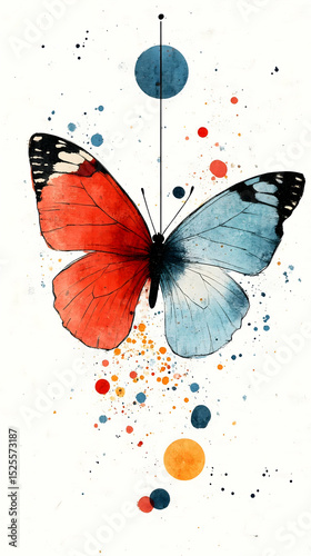 Watercolor Butterfly, Abstract, Design, White