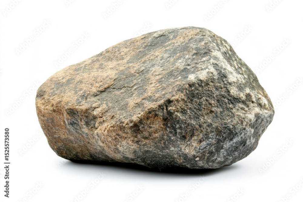 Fototapeta premium Single gray boulder stone isolated on white background