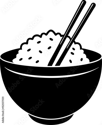 bowl of rice with chopsticks