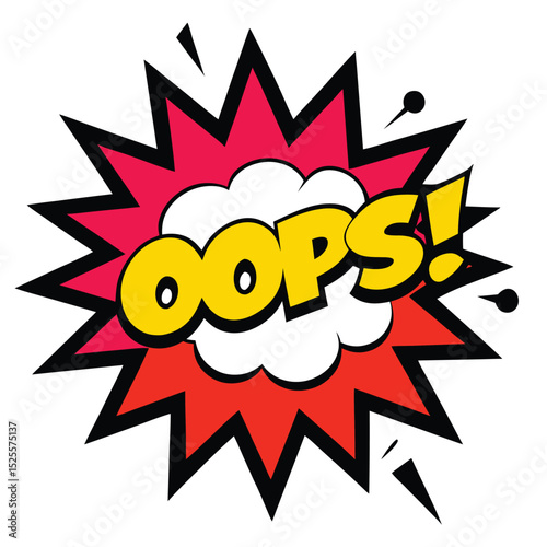 Comic Book Style Oops! Explosion Pink, Orange, and White Cartoon