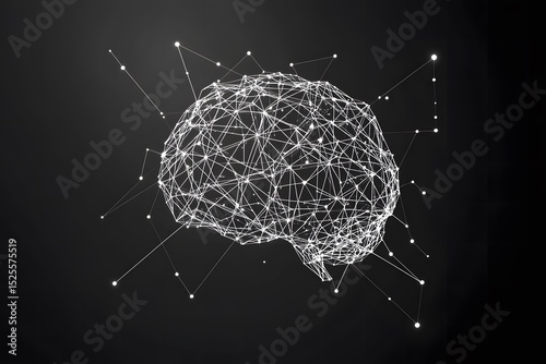 Abstract digital illustration of a brain composed of interconnected lines and nodes, symbolizing neural networks and cognitive processes in a modern technological context