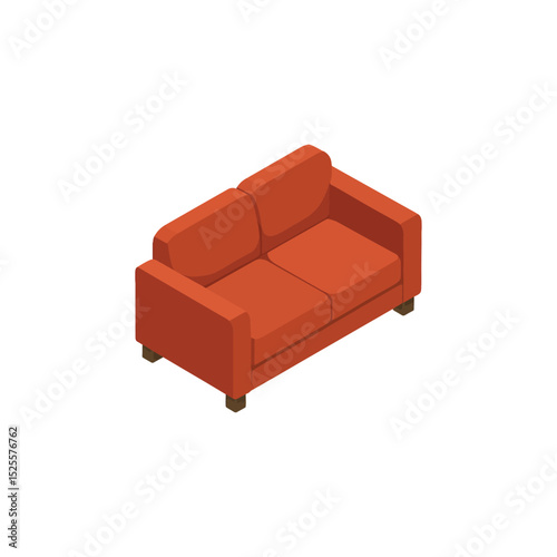 Isometric Red Sofa Illustration