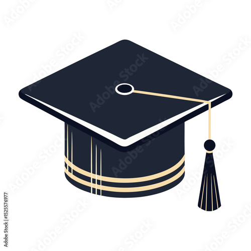 Flat vector icon of graduation cap, transparent background