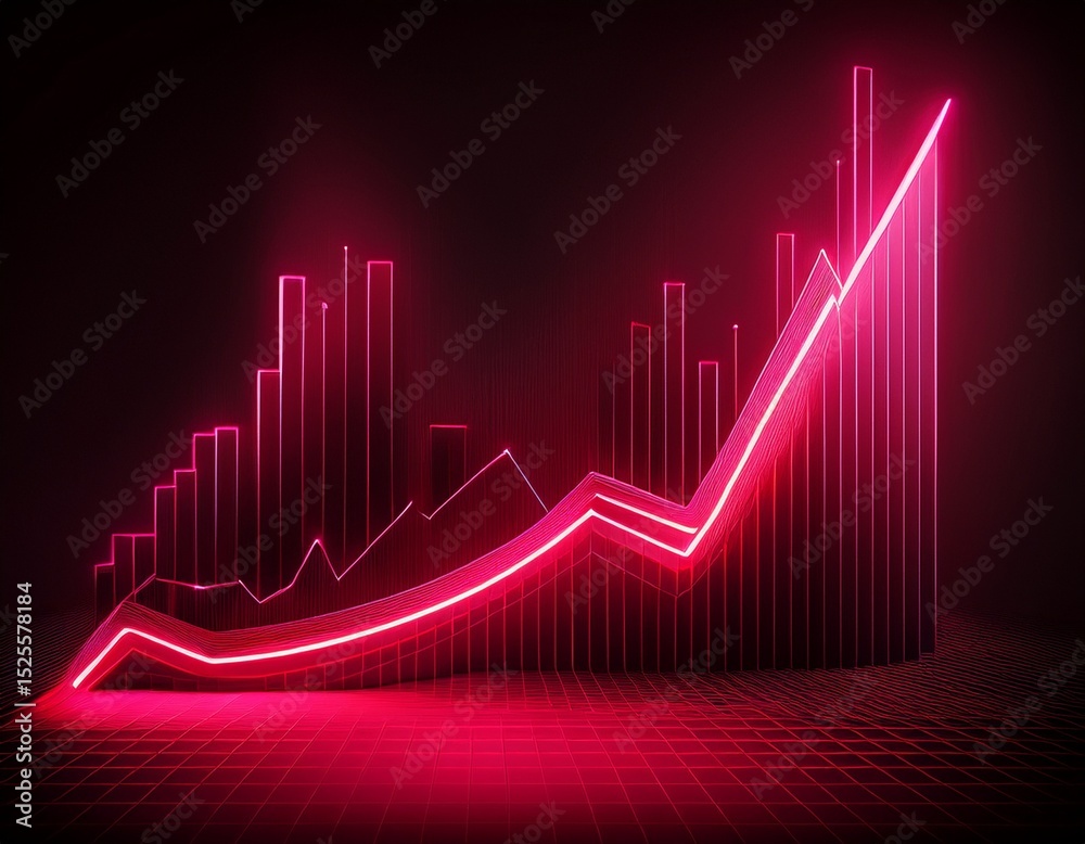 neon crimson graph against a black background highlighting successful business growth neon crimson graph against a black background highlighting successful business growth