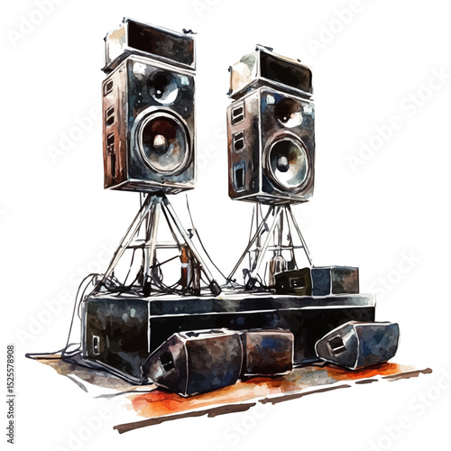 Stage Monitor, watercolor clipart vector, high quality, isolated on a white background.