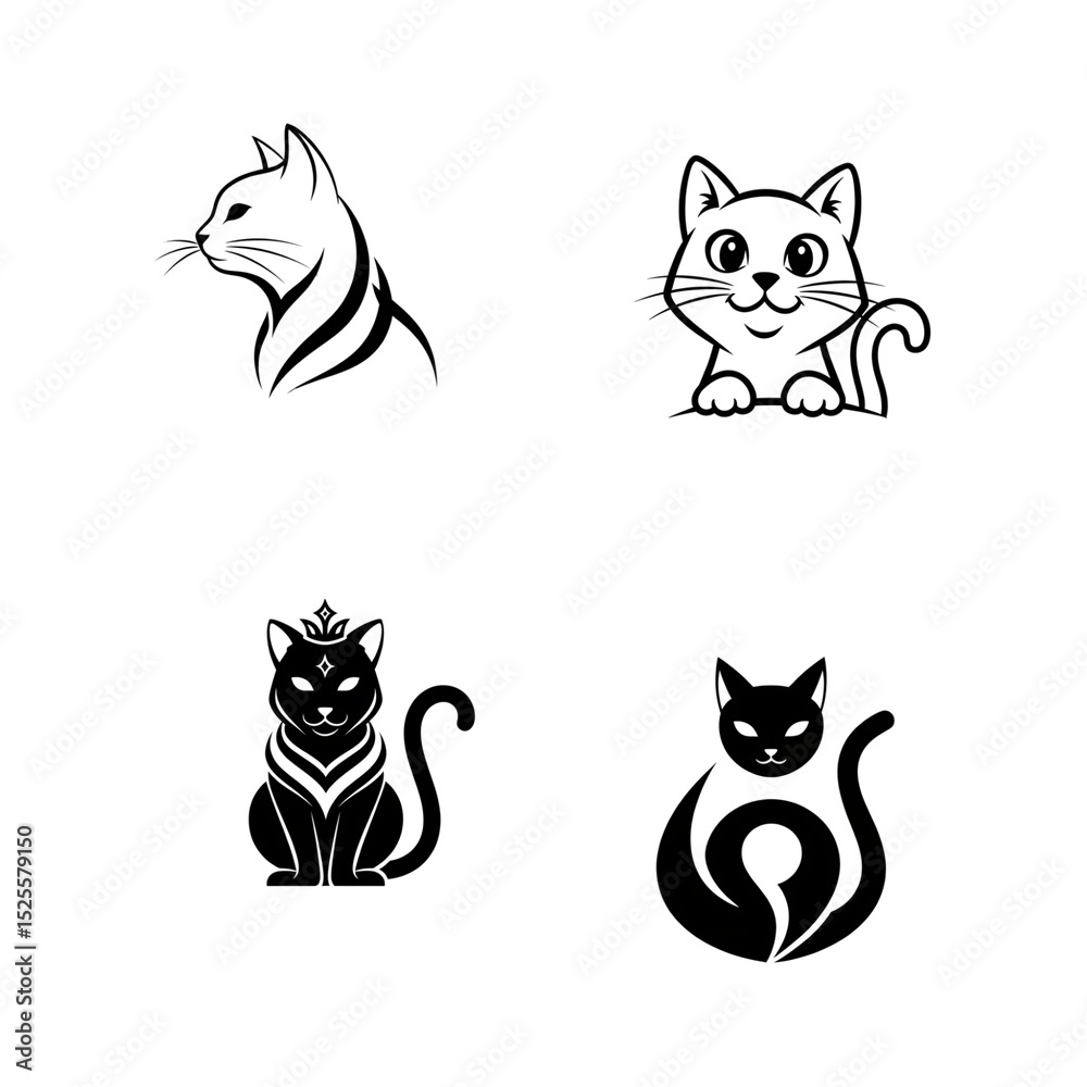 Obraz premium set of black and white cats