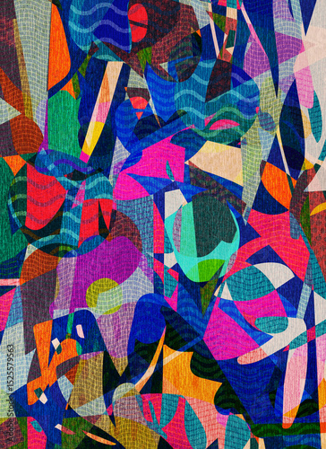 Echoes of a Painted Garden. Colorful abstract floral-inspired background with layered organic shapes, vibrant spring tones, and textured patterns evoking nature and blooming plants.