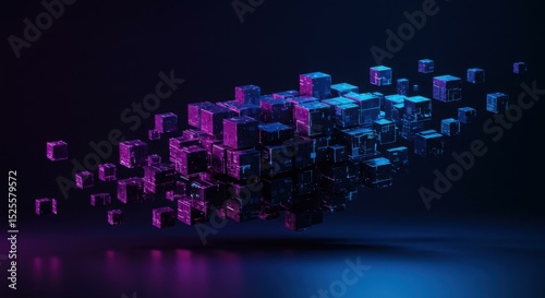 Neon Cubes: Abstract Data Visualization for Tech & Digital Concepts
