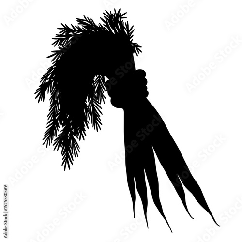 Silhouette of hand holding bunch of carrots on white background, root vegetable simplicity