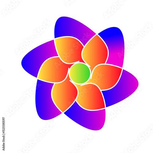A vibrant abstract flower illustration bursts with colorful circles, a perfect design element for web and business concepts
