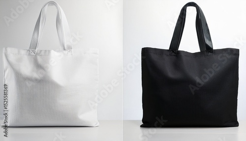canvas bag mockup of a fabric tote with a handle available in black and white cotton ideal for eco friendly shopping and grocery carrying