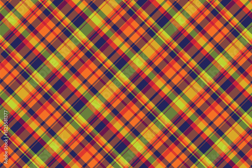 Knot texture seamless fabric, revival background check pattern. New plaid tartan textile vector in red and orange colors.