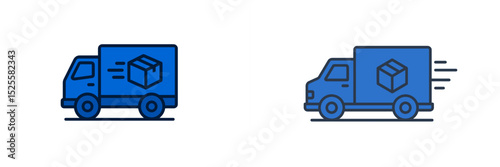 Delivery trucks in motion showcasing transportation and logistics in a modern urban environment