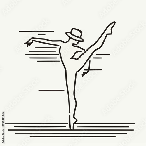 Artistic dancer silhouette performing a ballet pose on a minimalistic background 