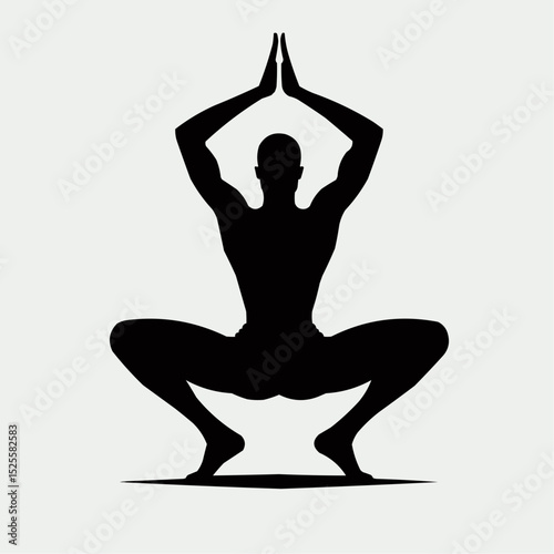 yoga practitioner silhouette, strong pose, meditative practice, body awareness