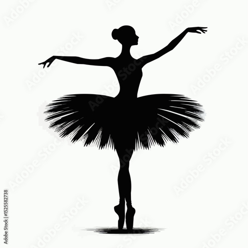 Ballet dancer in a tutu performing gracefully with an elegant pose in a minimalist style