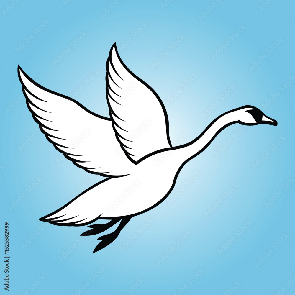 Obraz premium A flying swan in the sky illustration