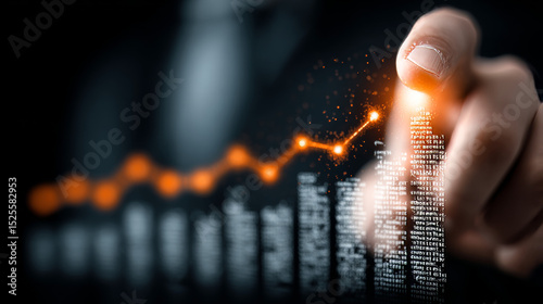 KPI: Hands of businessman holding light bulb and KPI with data network digital technology. Performance metrics, data analysis, goal tracking, innovation.