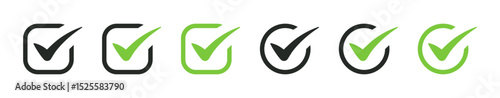check mark icon button set. check box icon with right or correct buttons and yes checkmark tick box icons - checkbox symbol sign. check mark box square frame. vector illustration