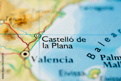 Focused macro view of Castello de la Plana region.