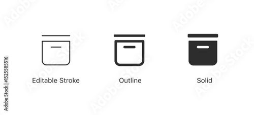 Set of inbox icons for email, messages, and notifications. Ideal for business, communication apps, digital platforms, and office tools. in editable stroke, outline, and solid styles