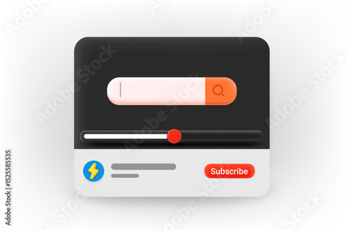 Searching video online concept. 3d Vector illustration