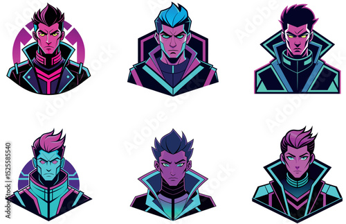Neon Cyberpunk Anime Guy Futuristic Vector Character Illustration for Trendy T-Shirt and Streetwear Designs