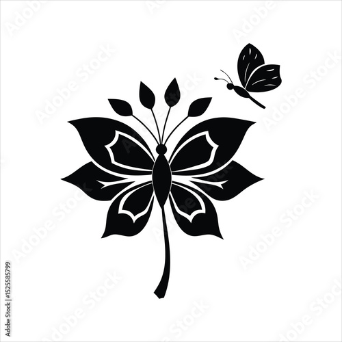 Floral Butterfly Transformation Silhouette Design