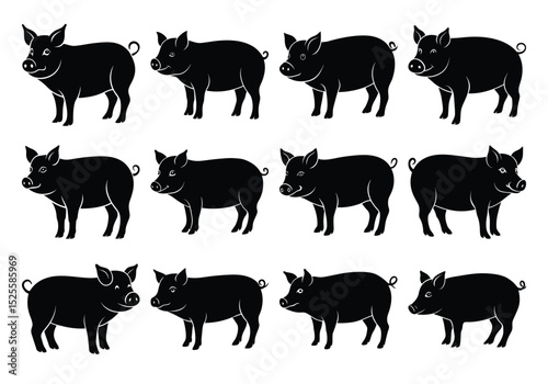 pig animal silhouettes