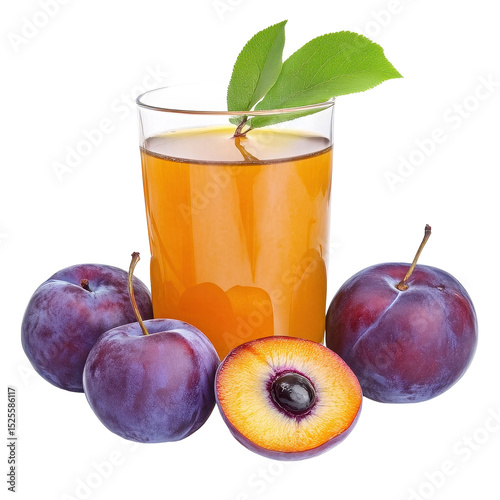 Refreshing marian plum juice and fresh fruit isolated on a Transparent background, Marian plum juice and fruit isolati isolated on PNG background
