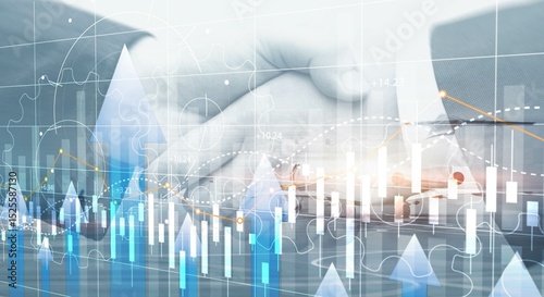 Stock market forex trading graph and candlestick chart suitable for financial investment concept