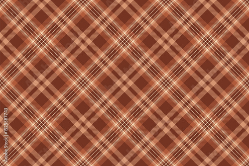 Christmas ornament background fabric vector, deluxe check texture plaid. Apartment pattern textile tartan seamless in orange and red colors.