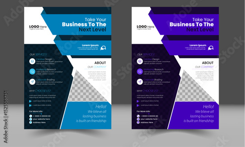 Creative marketing agency business flyer design template set. Flyer in A4.
