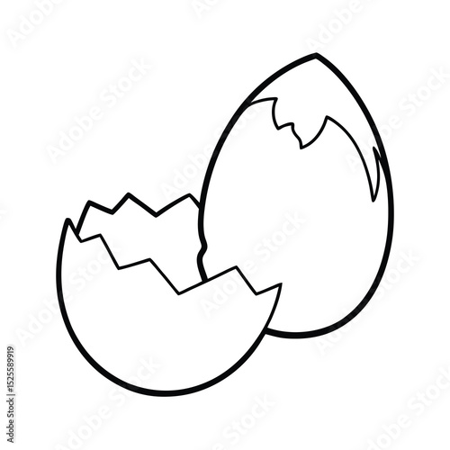 cracked egg broken shell vector food illustration