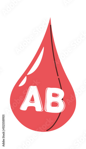 AB type blood drop cartoon
