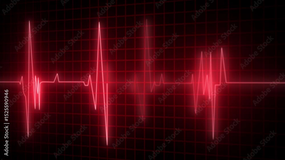 abstract background heartbeat line 4k neon light heartbeat display Glowing neon heart cardiogram line.