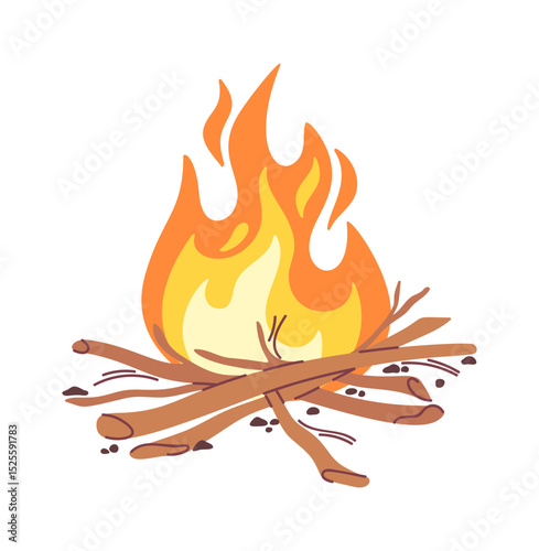 Campfire firewood flammable fireplace cartoon