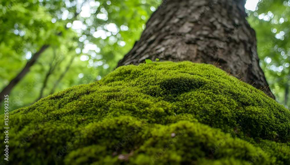 Fototapeta premium Abundant green moss coating a tree