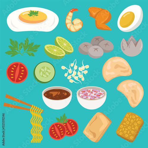 Illustration of Indonesian Food Komponen