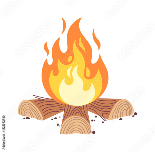 Wood timber campfire cartoon design