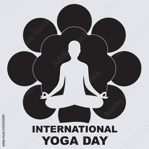 international yoga day icon silhouette vector art illustration