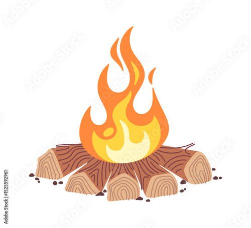 Outdoor camping fire cartoon design