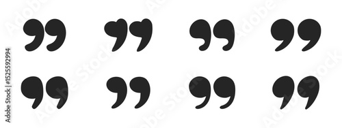 Doodle quotation mark. Hand drawn comma set for speech bubble. Vector comic apostrophe icon for conversation. Sketch scribble signs. Punctuation symbol on white background