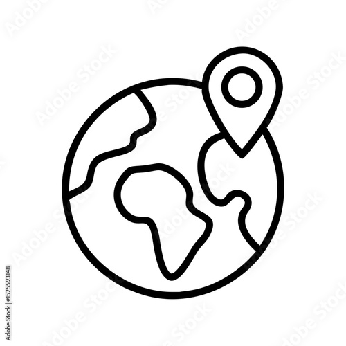 Globe icon with location pin representing geolocation service  