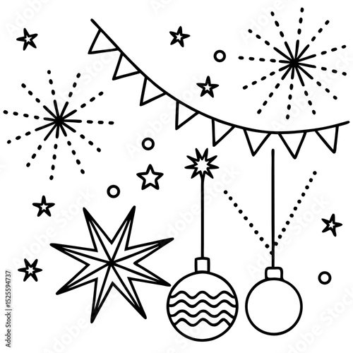 Simple New Year Sparkle Vector on White Background