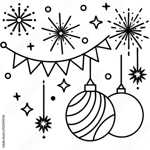 Simple New Year Sparkle Vector on White Background
